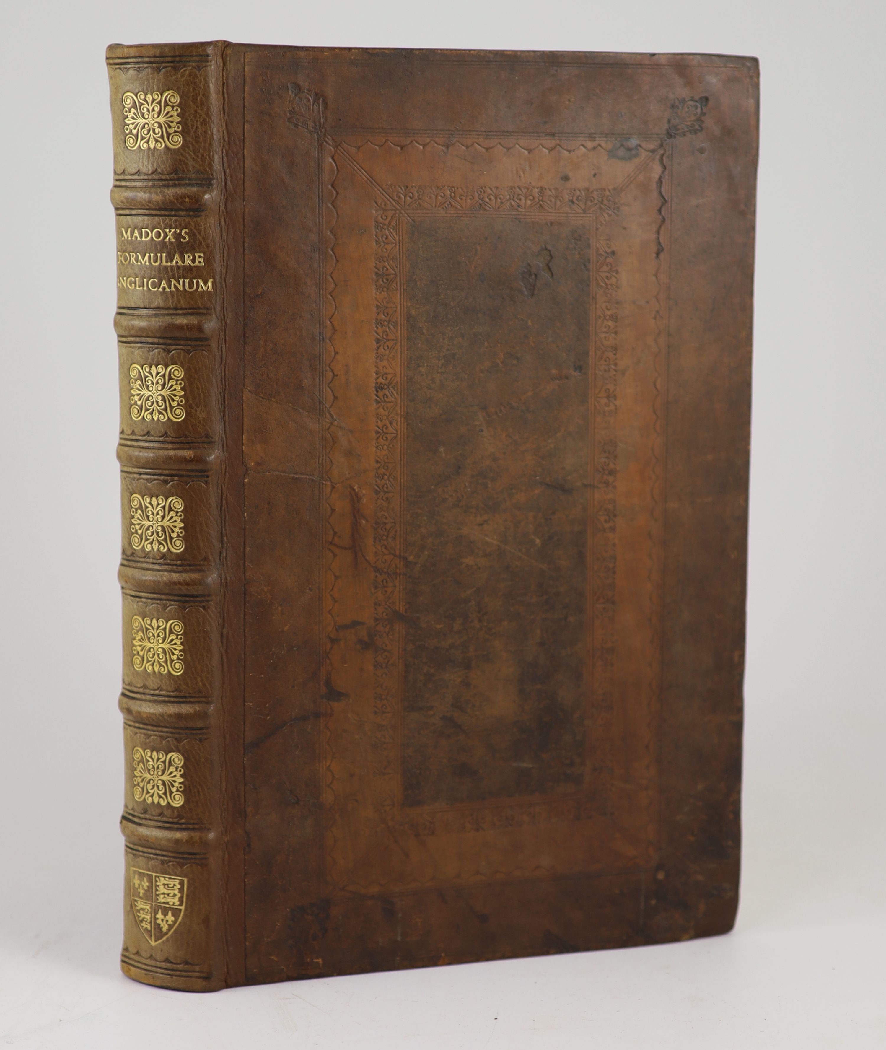 [Madox, Thomas] Formulare Anglicanum: or, a Collection of Ancient Charters and Instruments of Divers Kinds, taken from the originals ... title printed in red and black: contemp. panelled calf